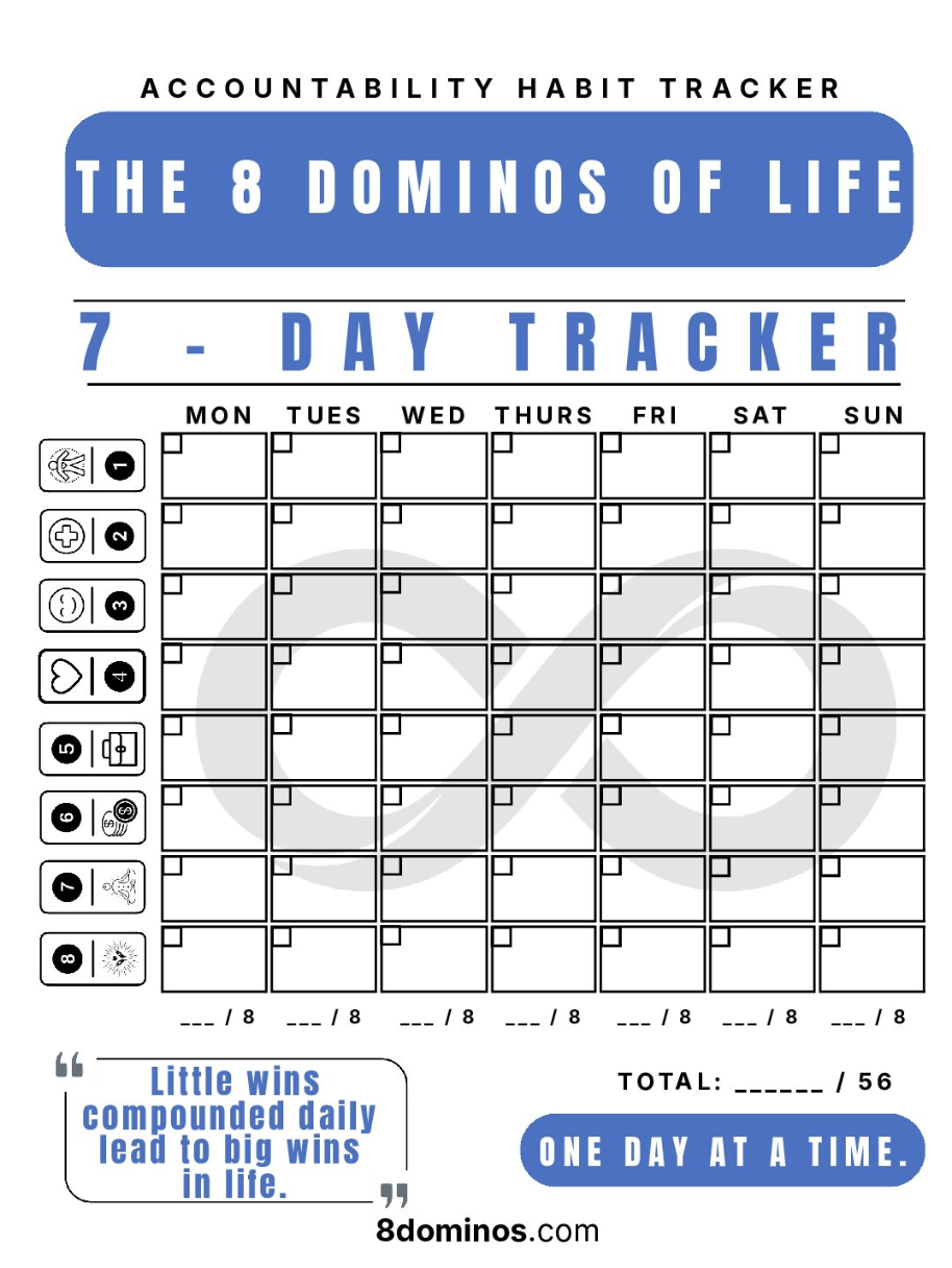 Preview of the 8 Dominos accountability framework worksheet